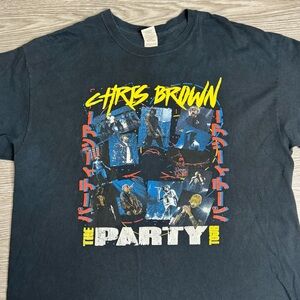 Chris Brown The Party Tour Concert Rap T Shirt Mens Sz XL Black 2017 2 Sided